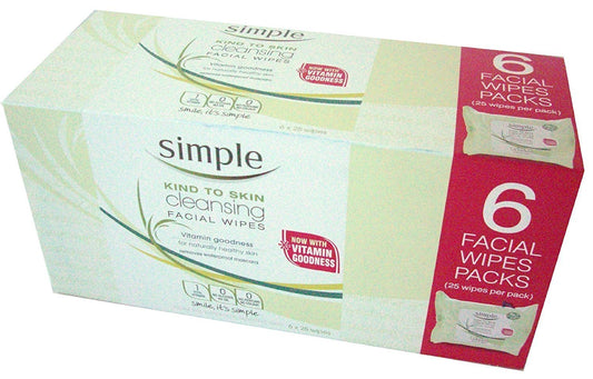 Cleansing Facial Wipes (Boxed 6 Packs X 25 Wipes) Total 150 Wipes