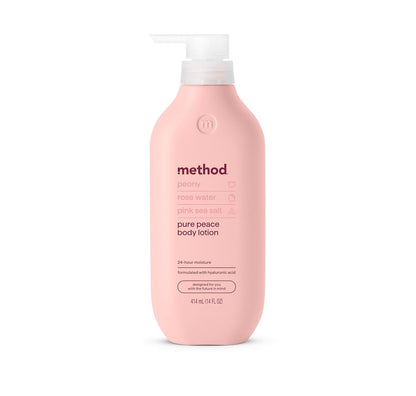 Body Lotion, Pure Peace, Rose Water, Peonies + Pink Sea Salt Notes, 24 Hours of Moisture, 14 Oz