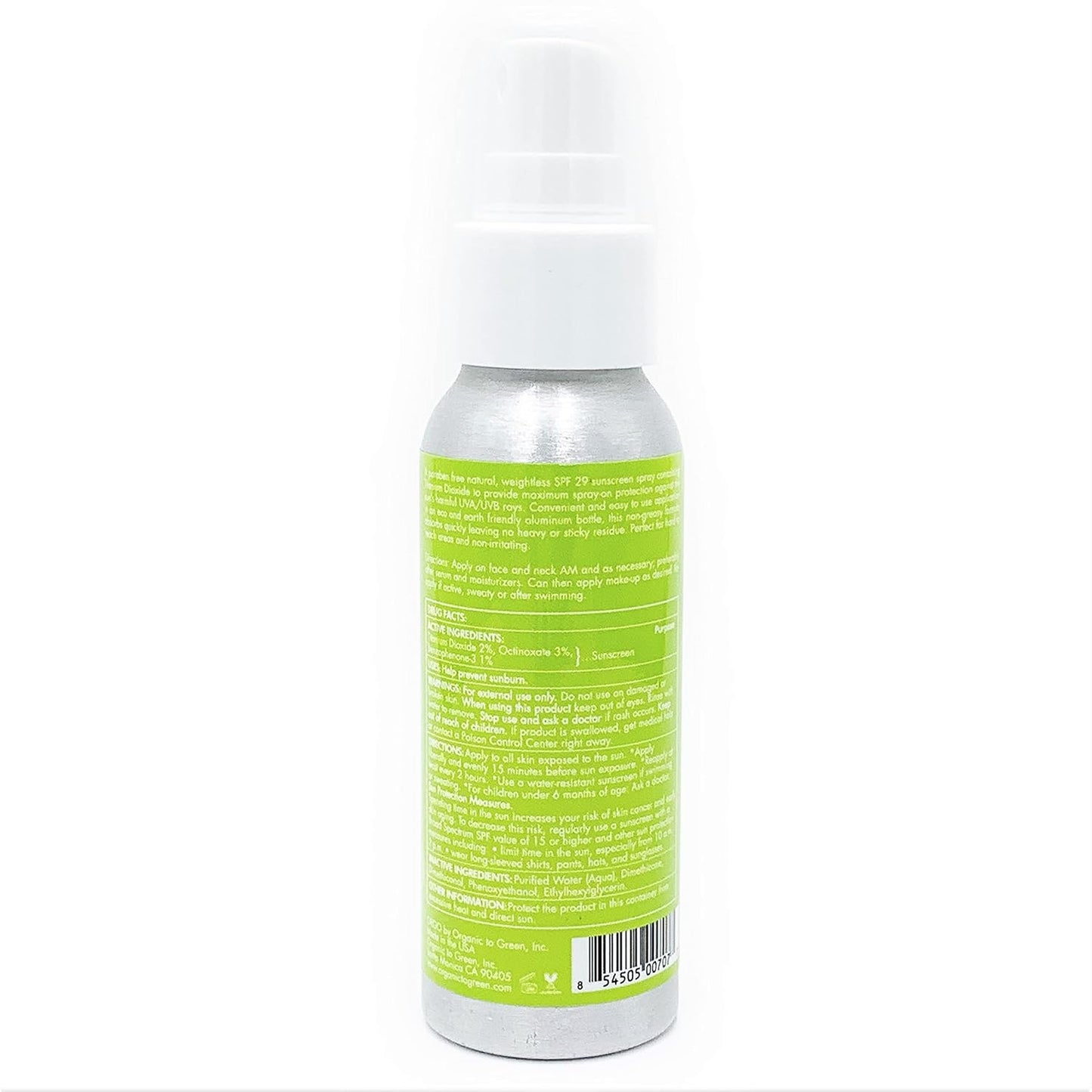 Organic to Green Completely Weightless Face Sunscreen Spray | Award-Winning Lightweight Organic Sunscreen | 29 SPF | 2 Oz