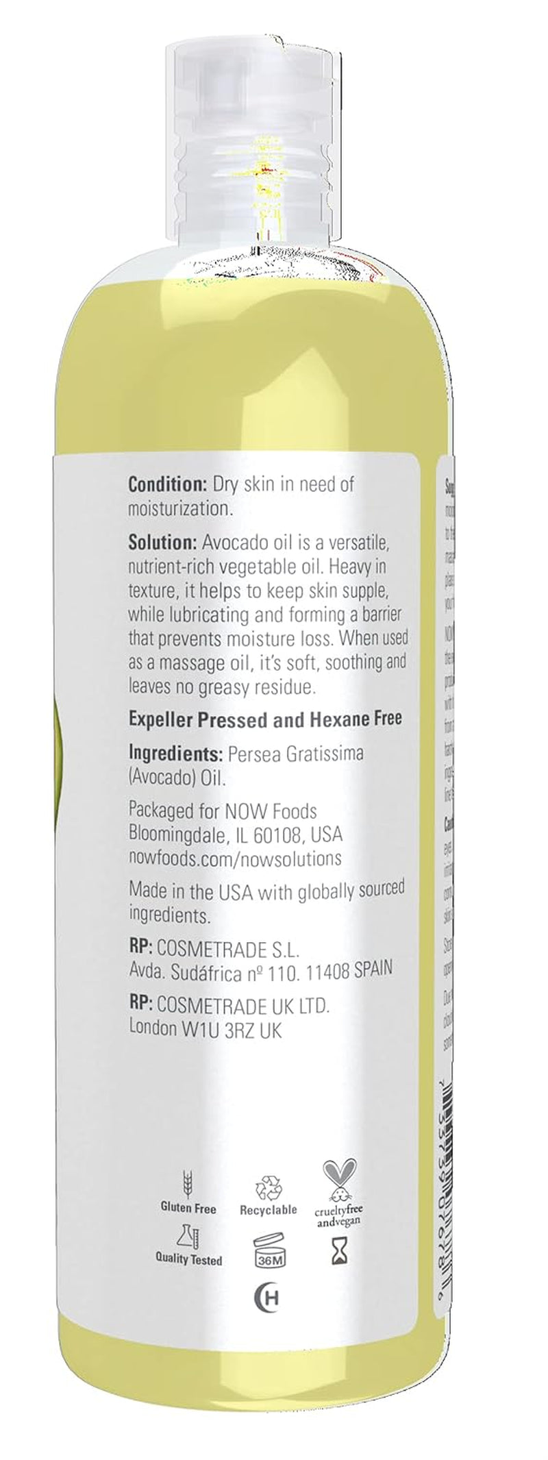 Solutions, Avocado Oil, 100% Pure Moisturizing Oil, Nutrient Rich and Hydrating, 16-Ounce