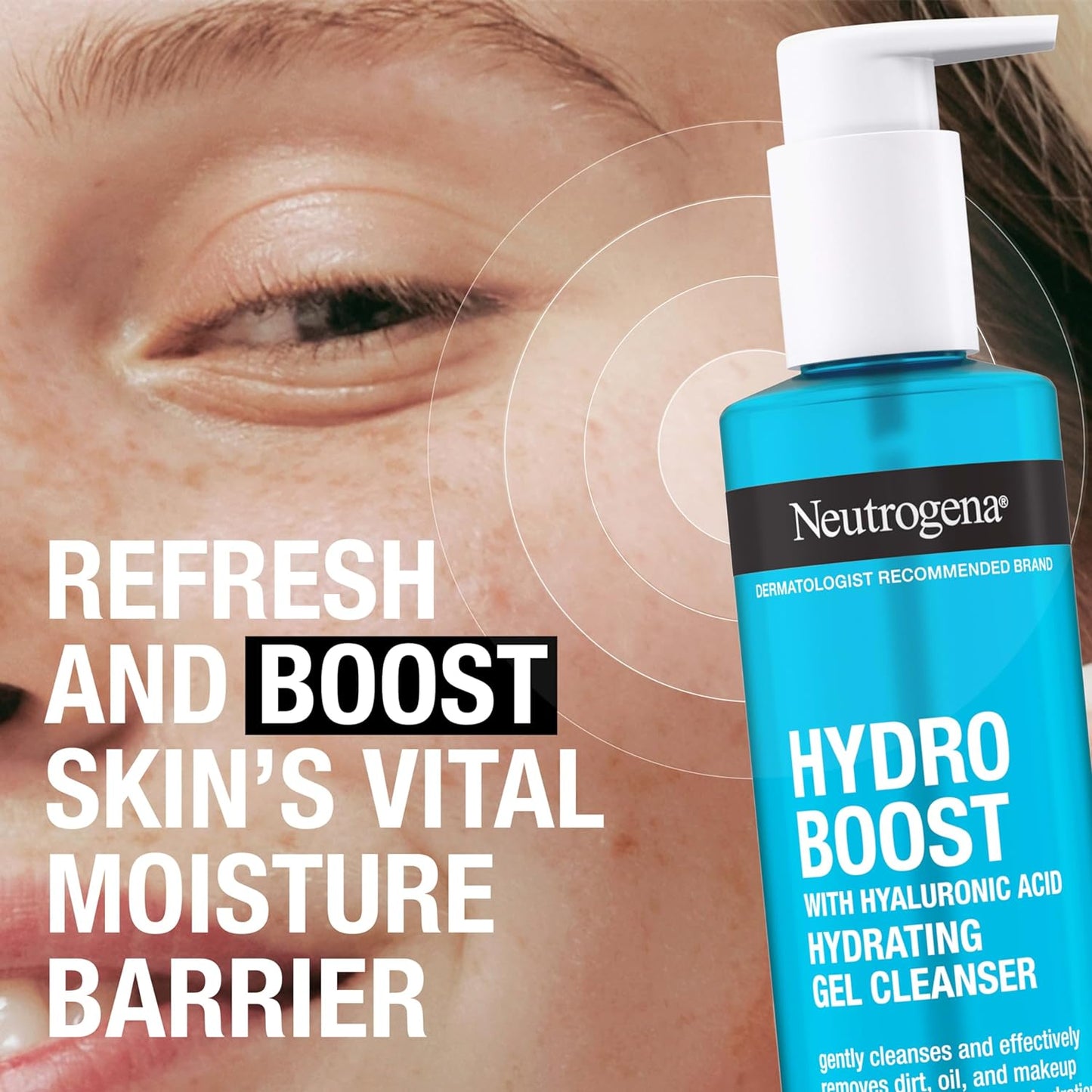 Hydro Boost Facial Cleansing Gel, Hydrating Gentle Face Cleanser and Makeup Remover with Hyaluronic Acid, Hypoallergenic Formula, 7.8 FL OZ