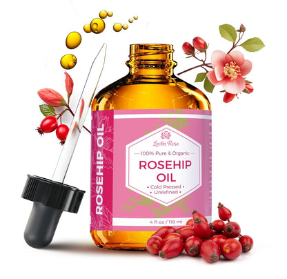 Rosehip Seed Oil for Face 4 Oz - Pure Rosehip Oil for Face - Unrefined Cold Pressed Rosehip Oil for Body - Nighttime Face Moisturizer for Hair, Skin & Nails