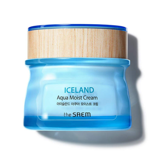 [The SAEM] Iceland Aqua Moist Cream 60Ml - Moisture Coating Hydrating Facial Cream with Iceland Mineral Water for Dry Skin, Hypoallergenic Safe Formula