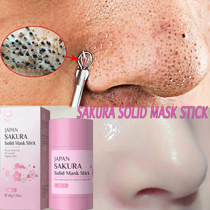 Sakura Remove Blackheads Acne Mud Mask Shrink Pores Dispel Pimple Deep Cleansing Oil-Control Exfoliating Moisturizing Skin Care