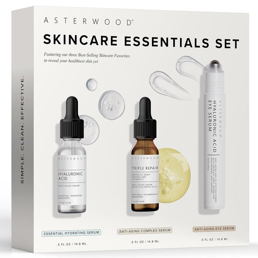 Skincare Essentials Gift Set - with Hyaluronic Acid Serum, Triple Repair Serum, and Hyaluronic Acid under Eye Serum - Skin Care Set, Christmas Gift, Gifts for Women