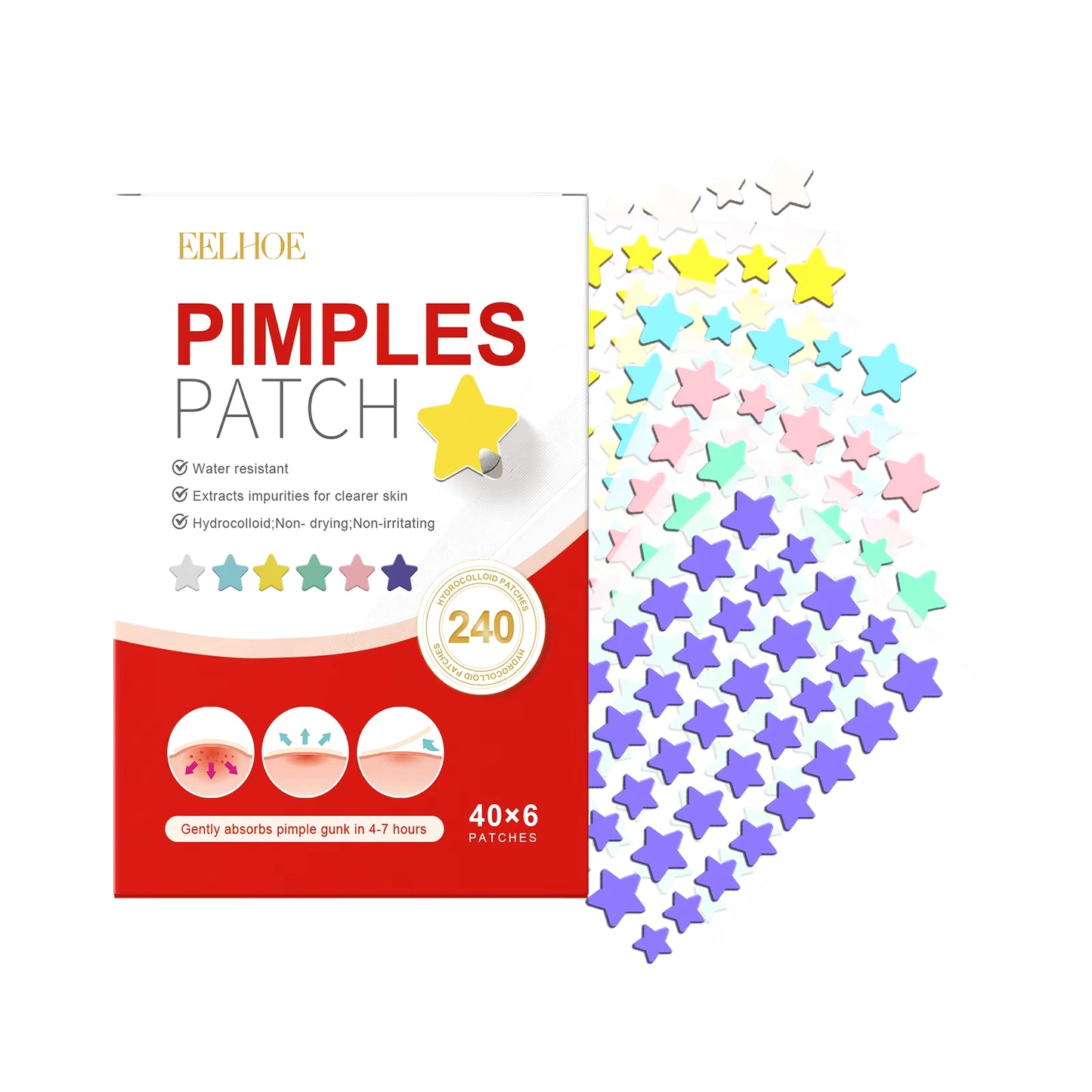 240Pcs New High-End Pimple Patch Acne Patches Heart/Star Shape Acne Dots Patches Moisturizes for Covering Zits and Blemishes