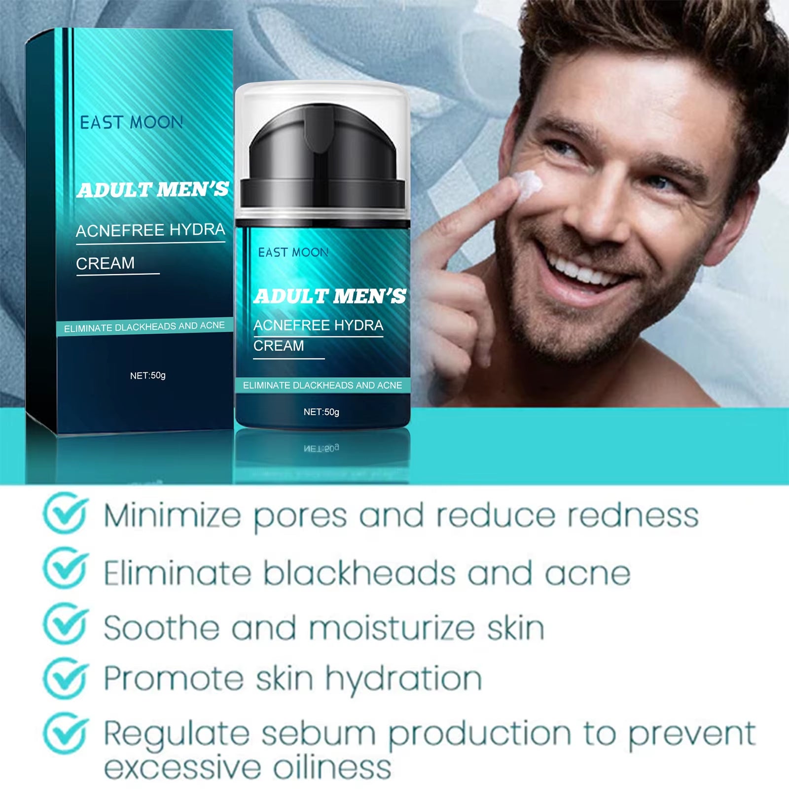 Men anti Acne Cream Oil Control Remove Acne Mark Pimples Fade Black Dots Shrink Pores Refreshing Hydrating Acne Treatment Cream