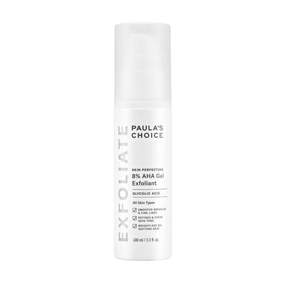 SKIN PERFECTING 8% AHA Gel Exfoliant with Glycolic Acid Soothing Chamomile & Green Tea, Leave-On Gentle Exfoliator