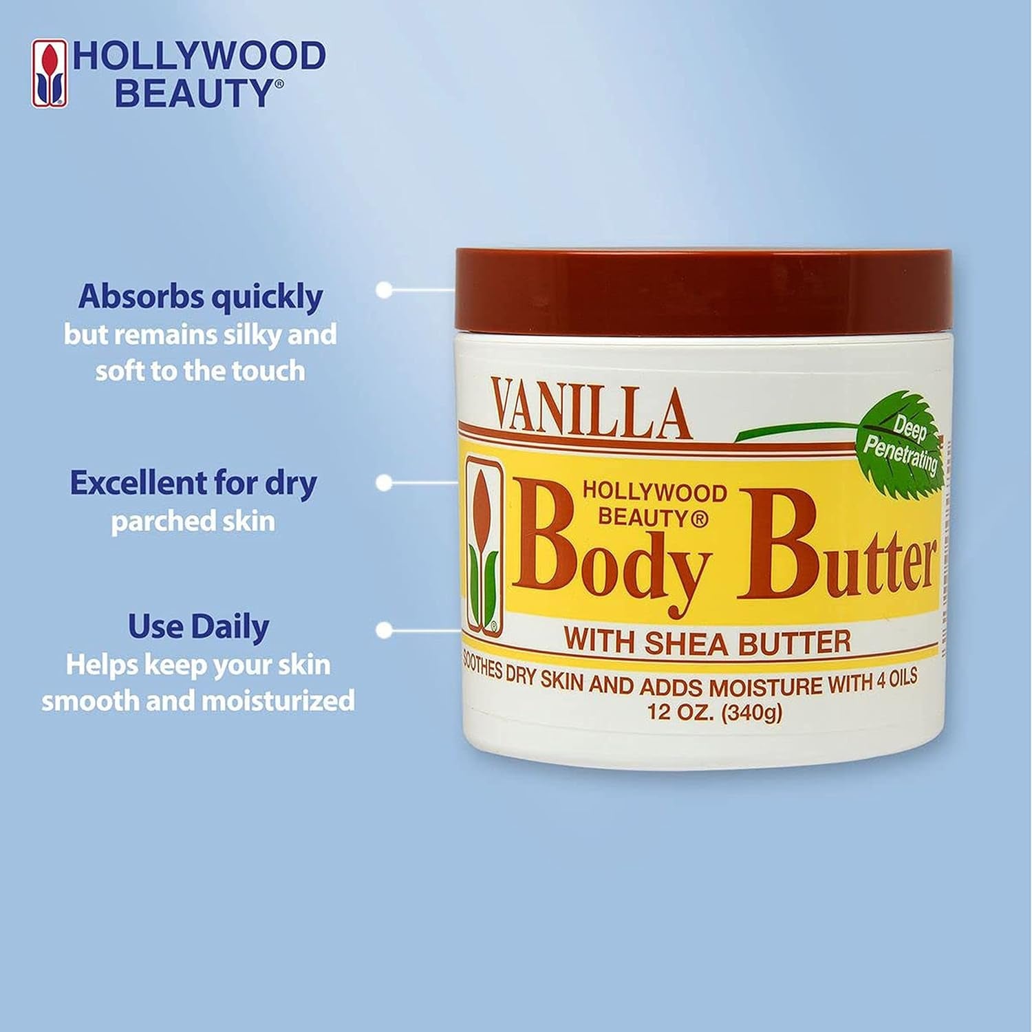 Body Butter with Shea Butter, Vanilla - 12 Oz. - Sooth & Moisturize Skin