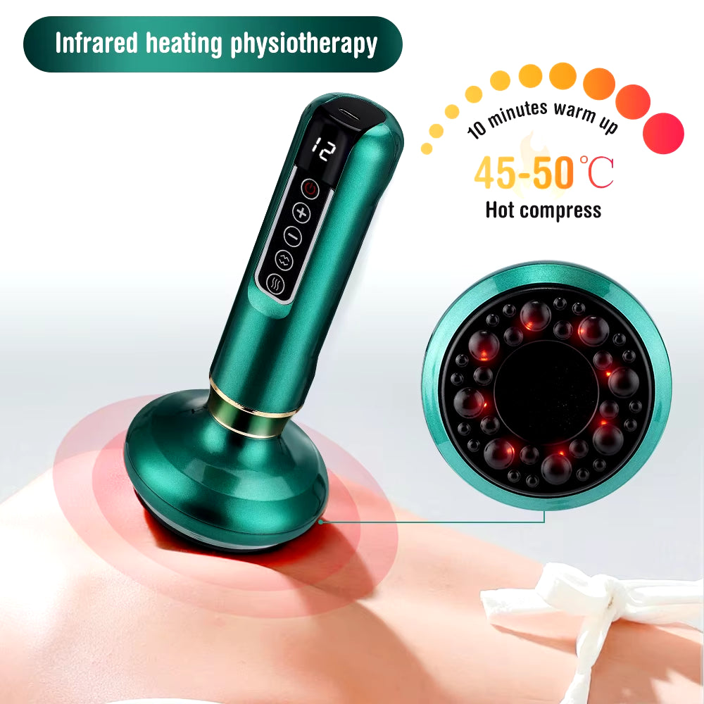 Electric Cupping Massager Vacuum Suction Cup Guasha anti Cellulite Beauty Health Scraping Infrared Heat Body Slimming Massage