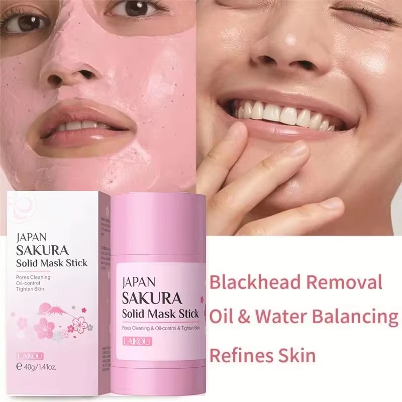 Sakura Remove Blackheads Acne Mud Mask Shrink Pores Dispel Pimple Deep Cleansing Oil-Control Exfoliating Moisturizing Skin Care