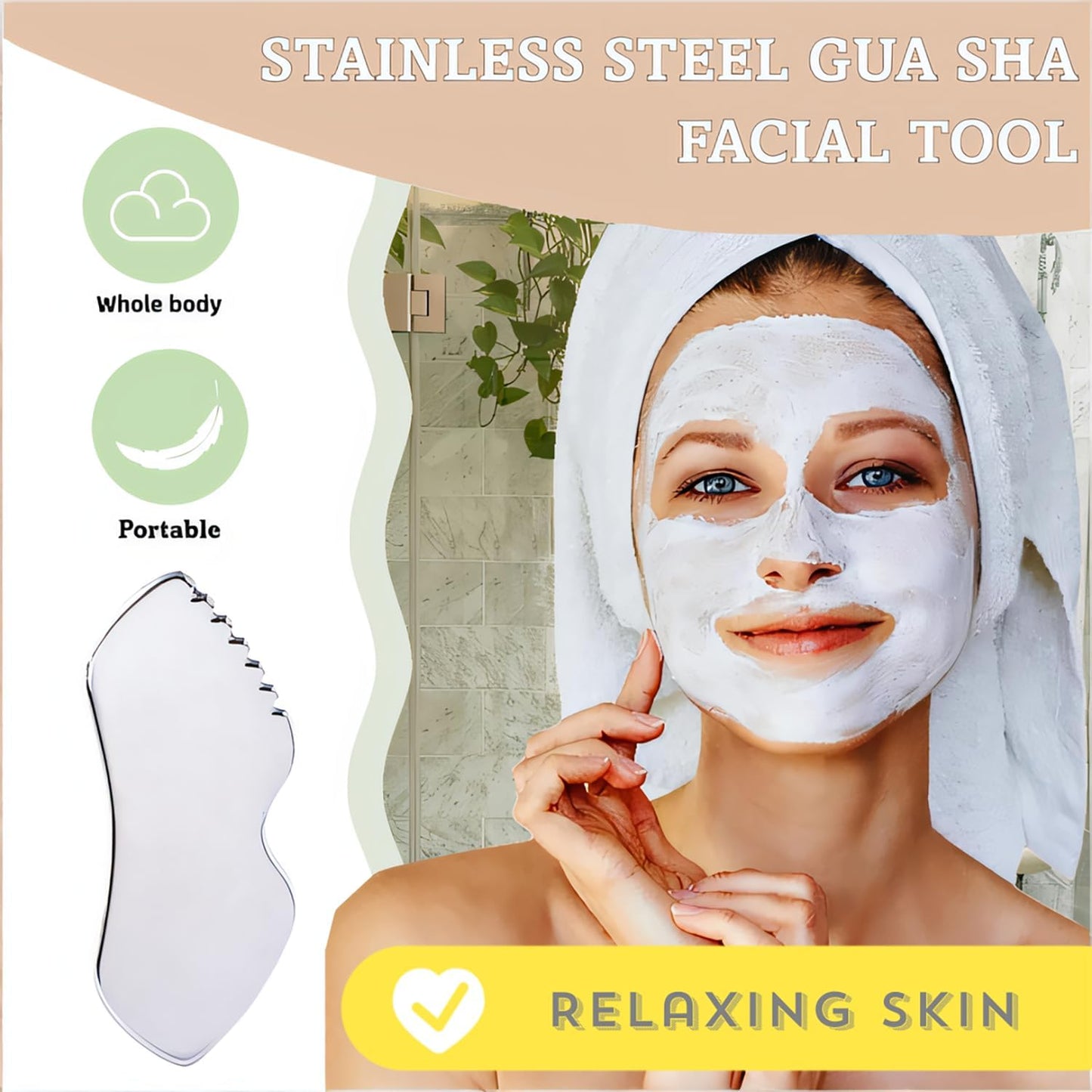 Stainless Steel Gua Sha Facial Tools, Facial Massage Tools Metal Guasha Tool for Face, Body, Eyes, Neck, Gua Sha Stone Tighten Skin Care Gift