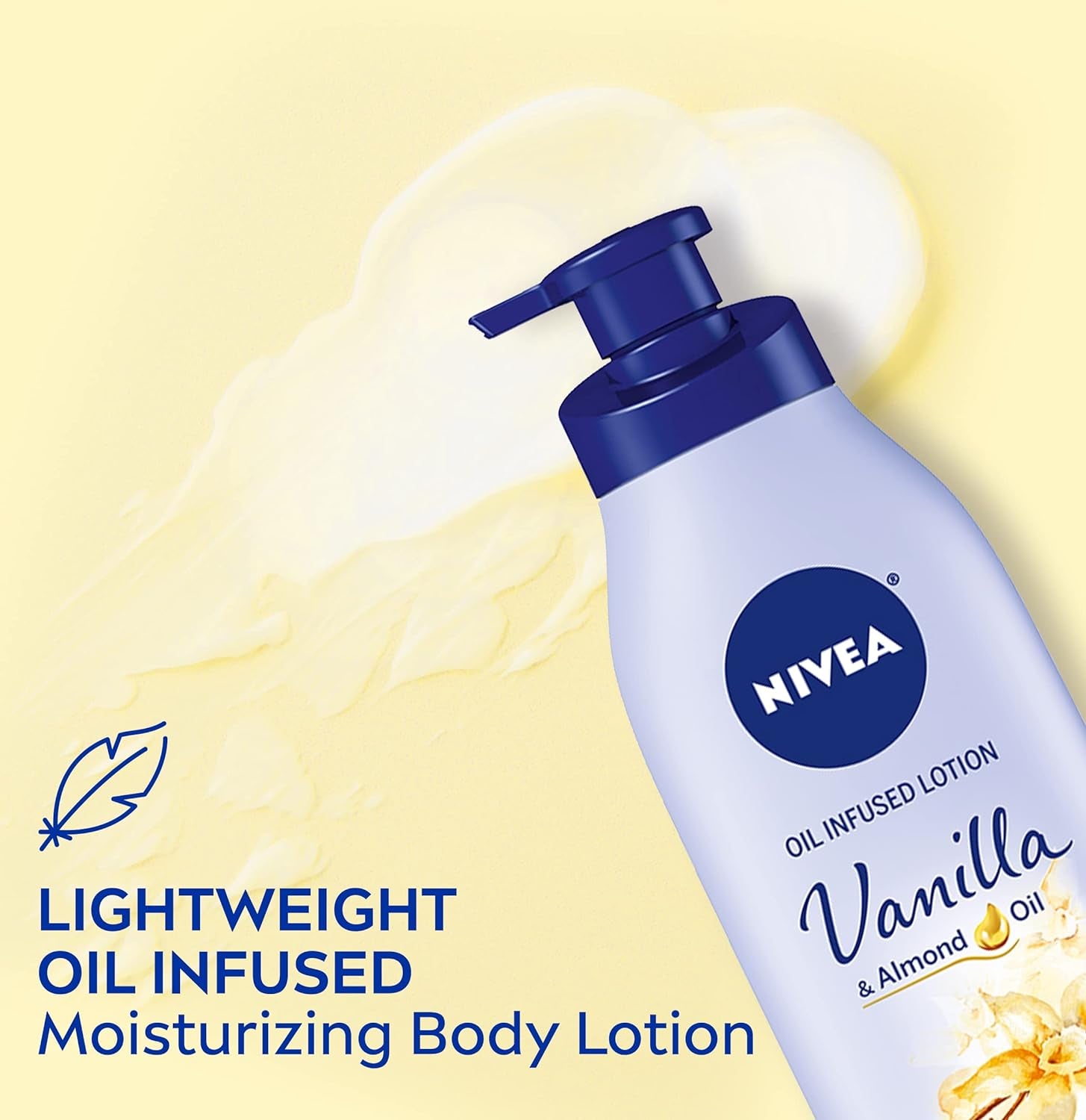 Oil Infused Vanilla and Almond Oil Body Lotion, Non-Greasy Vanilla Scented Lotion Moisturizes for 24+ Hours, 16.9 Fl Oz Pump Bottle