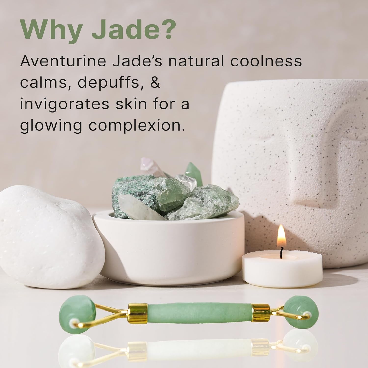 Jade Roller for Face - Face Massager Skin Care Tools with Small Eye Roller for Puffy Eyes, Face Care to Reduce Puffy Eyes, Stocking Stuffers for Her, Facial Roller Self Care Gifts for Women