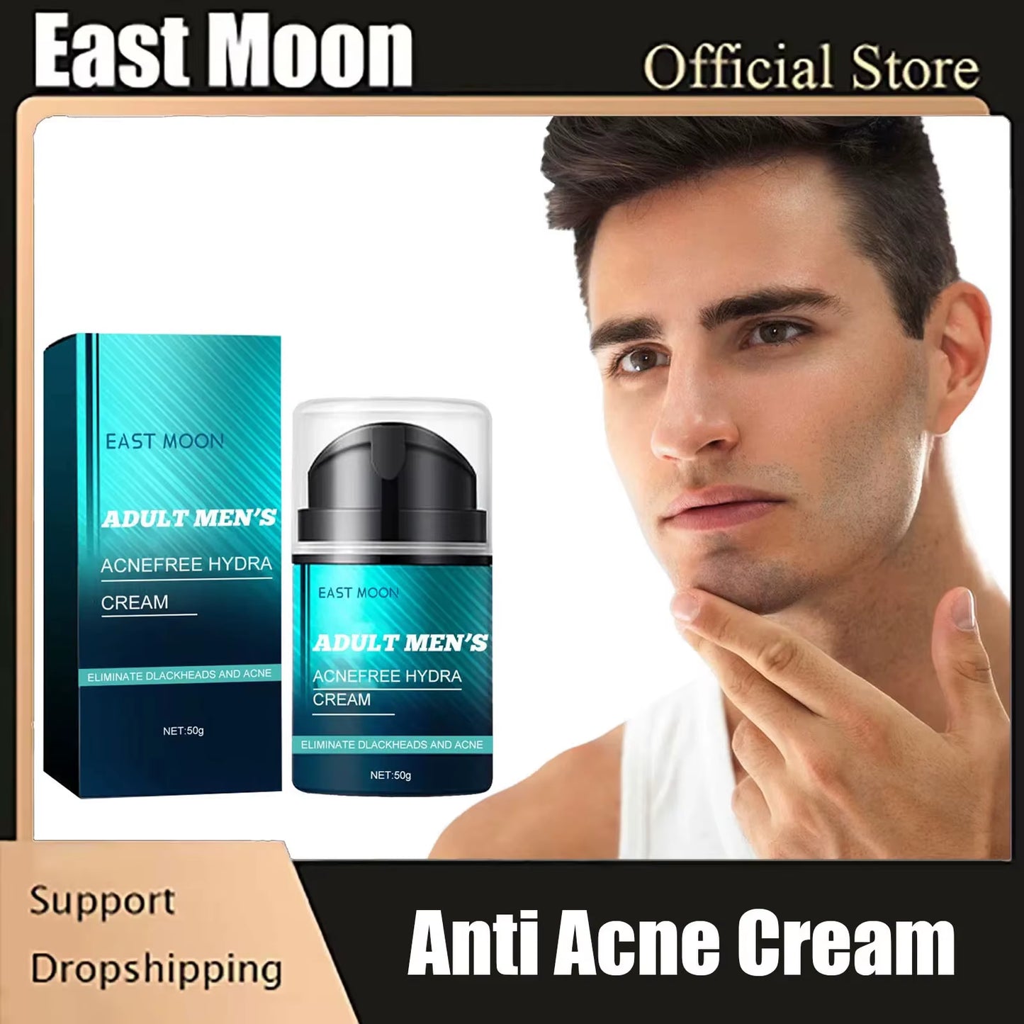 Men anti Acne Cream Oil Control Remove Acne Mark Pimples Fade Black Dots Shrink Pores Refreshing Hydrating Acne Treatment Cream